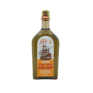 Ed. Pinaud Clubman Virgin Island Bay Rum, vue de face d'une bouteille avec étiquette de navire