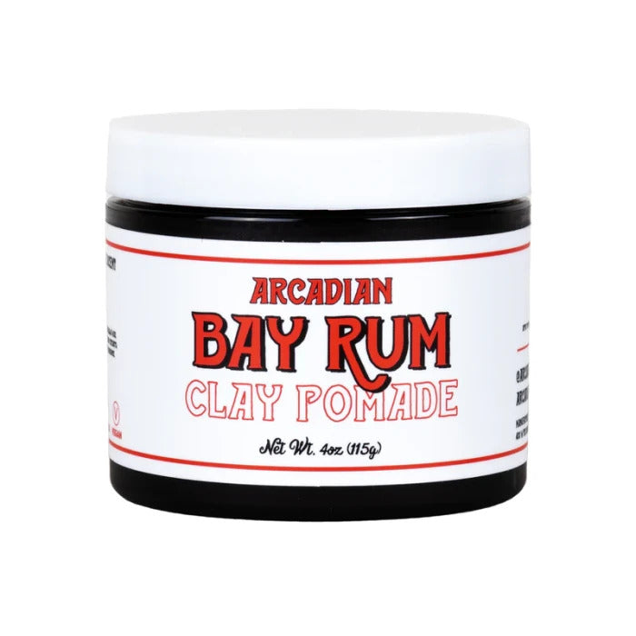 Arcadian Bay Rum Clay Pomade, Tenue forte, parfum classique