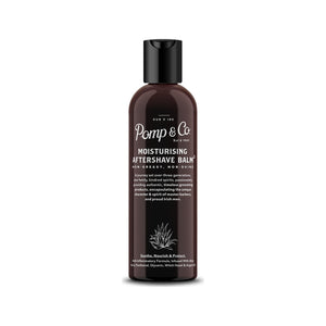 Pomp & Co. After Shave Balm, flacon marron 100ml, vue de face avec étiquette