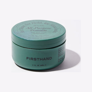 Firsthand Supply All-Purpose Pomade, petit pot vert fermé avec côté, vue de face