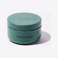 Firsthand Supply All-Purpose Pomade, petit pot vert fermé avec côté, vue de face