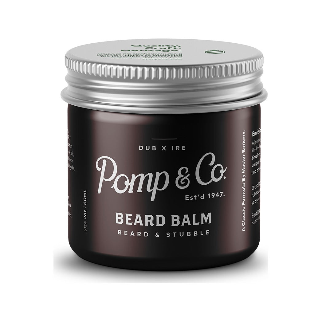 Pomp & Co. Beard Balm, pot marron fermé avec couvercle argenté