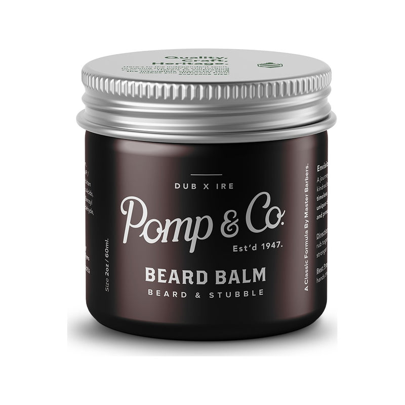 Pomp & Co. Beard Balm, pot marron fermé avec couvercle argenté
