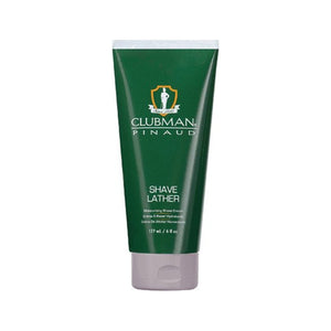 Ed. Pinaud Clubman Shave Lather, vue de face d'un tube de rasage vert avec bouchon blanc