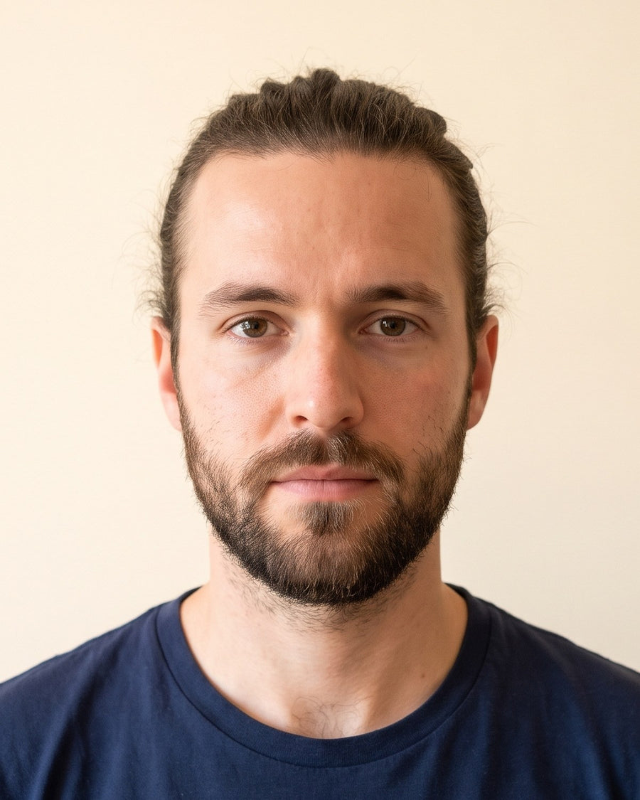 Man bun: face