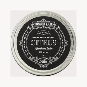 Tonsor & Cie Aftershave Balm Citrus - bovenaanzicht gesloten blik met zwart etiket, 100 mL